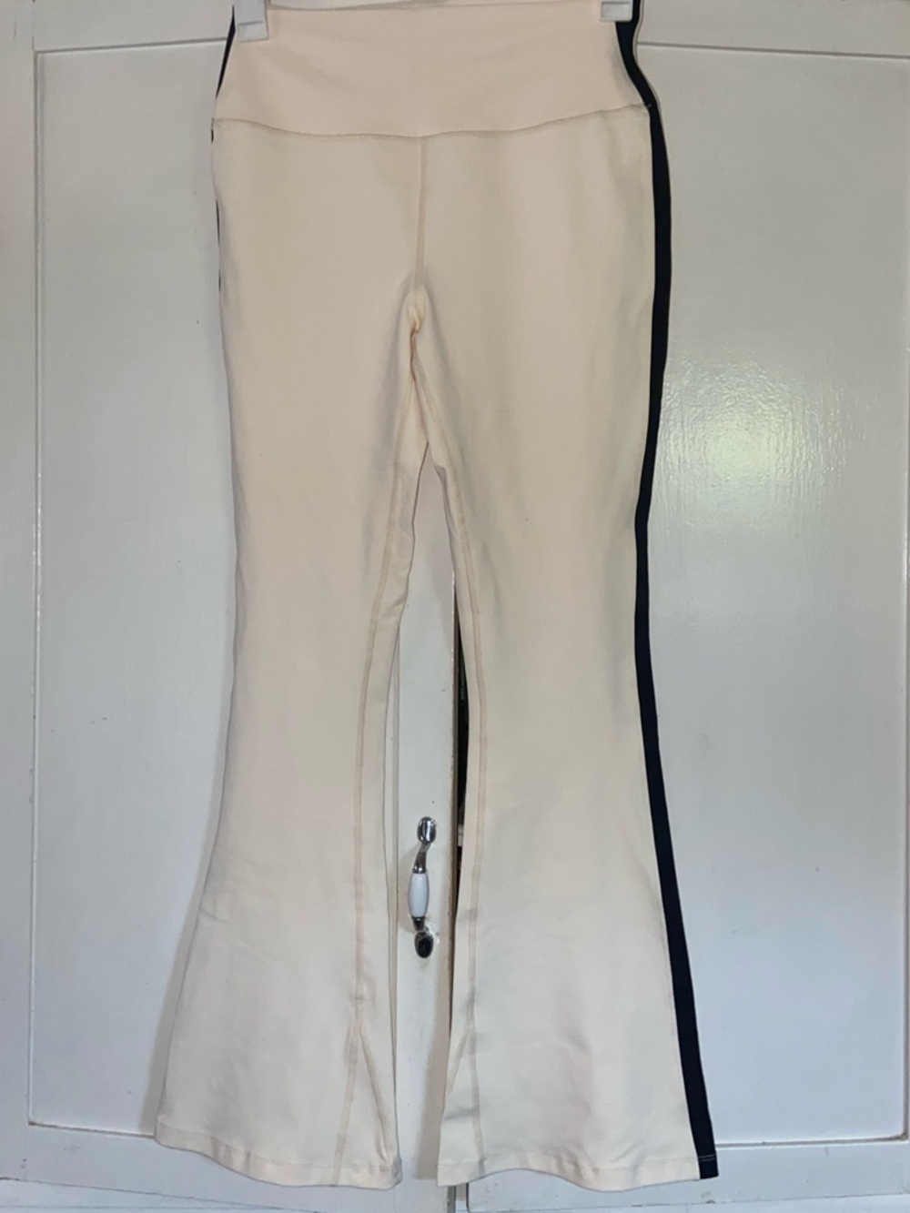 Splits59 White High-Rise Flare Pants with Black Side Stripe - Picture 4 of 7